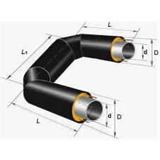 П-образный компенсатор ППУ ПЭ тип 1 Ст10 38х4х41х1000 мм ГОСТ 10704-91
