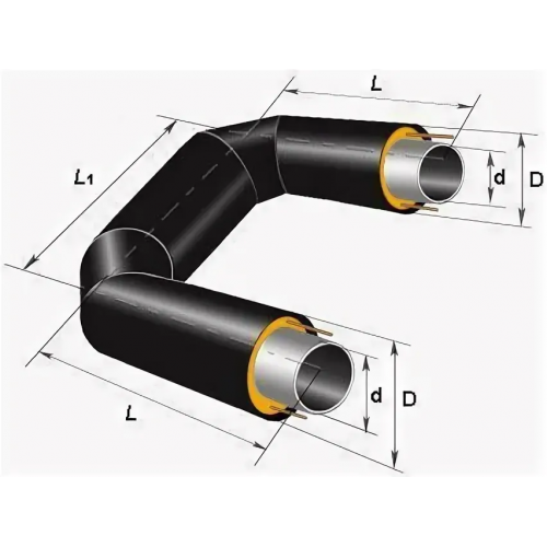 П-образный компенсатор ППУ ПЭ тип 1 Ст10 26,8х2,5х46,6х1000 мм ГОСТ 10704-91